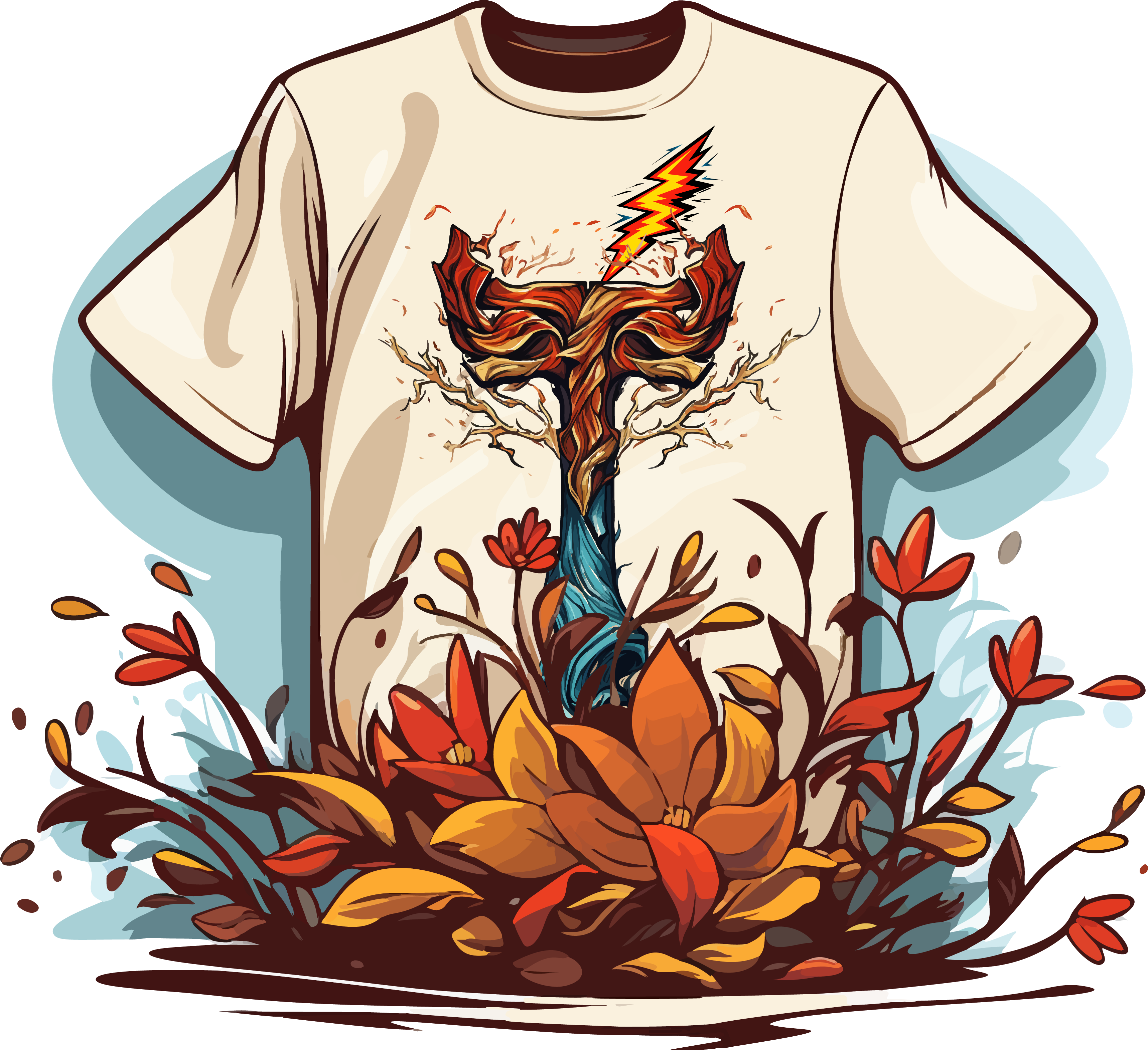 T-shirt with Thor's hammer and lightning bolt symbolizing power