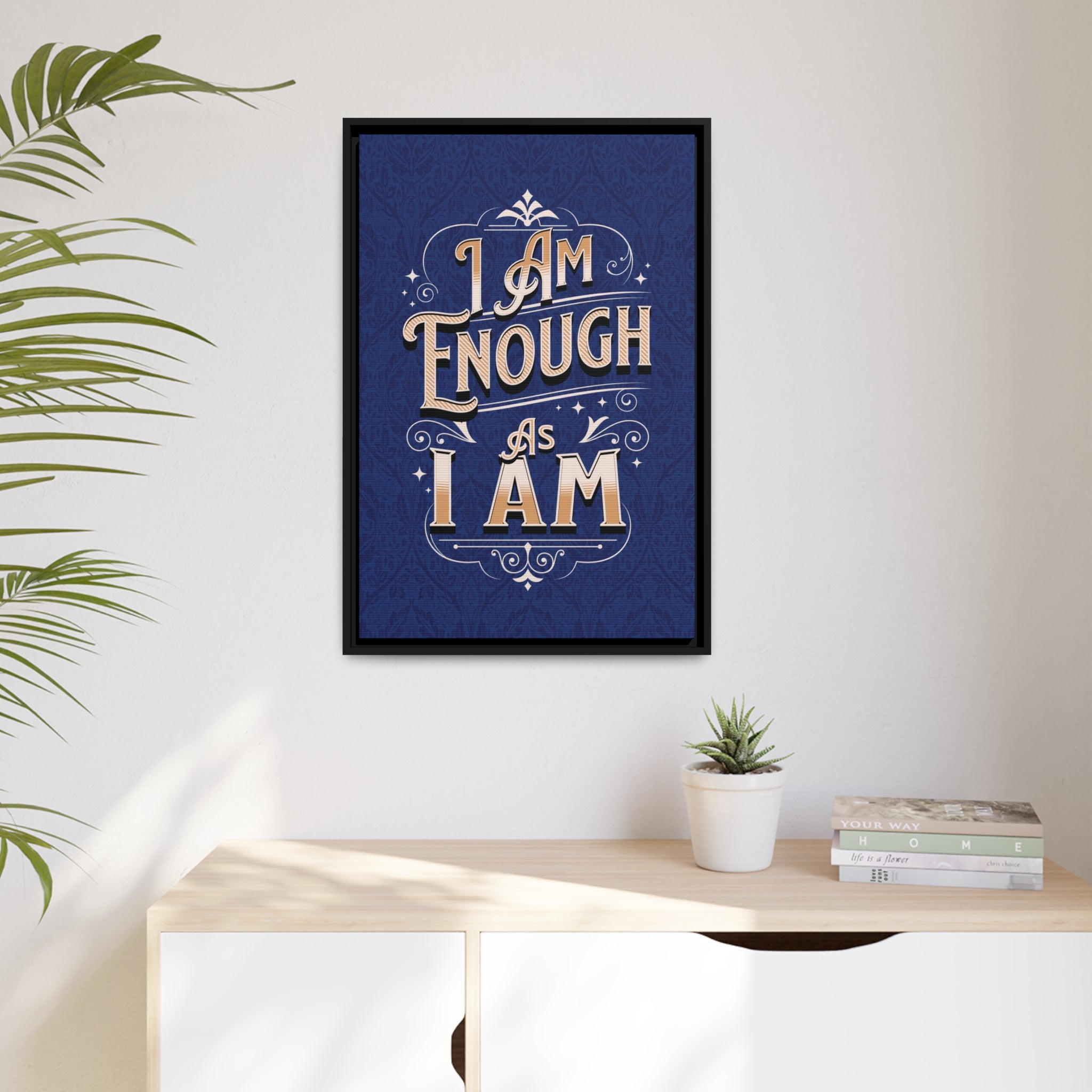 I Am Enough Framed Canvas - Navy