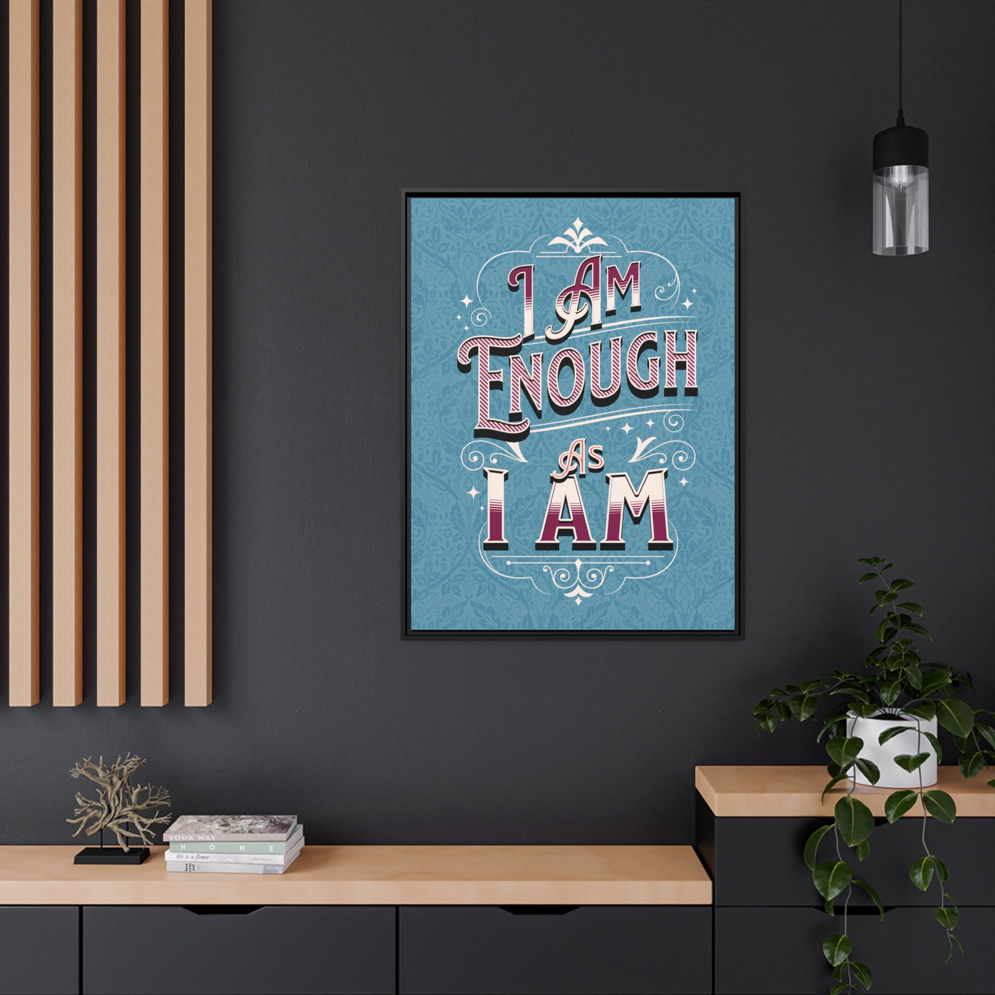 I Am Enough Framed Canvas - Blue
