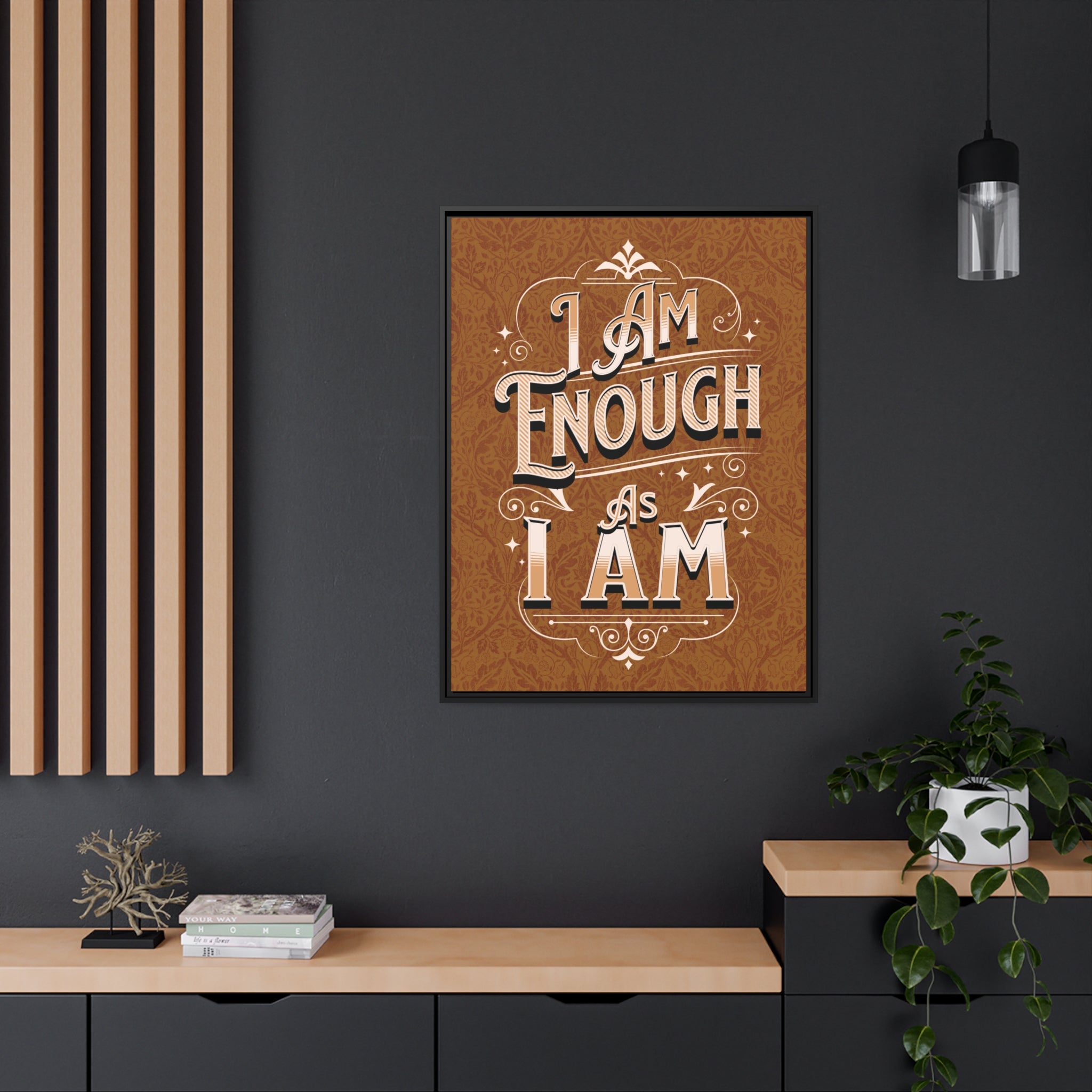 I Am Enough Framed Canvas - Gold