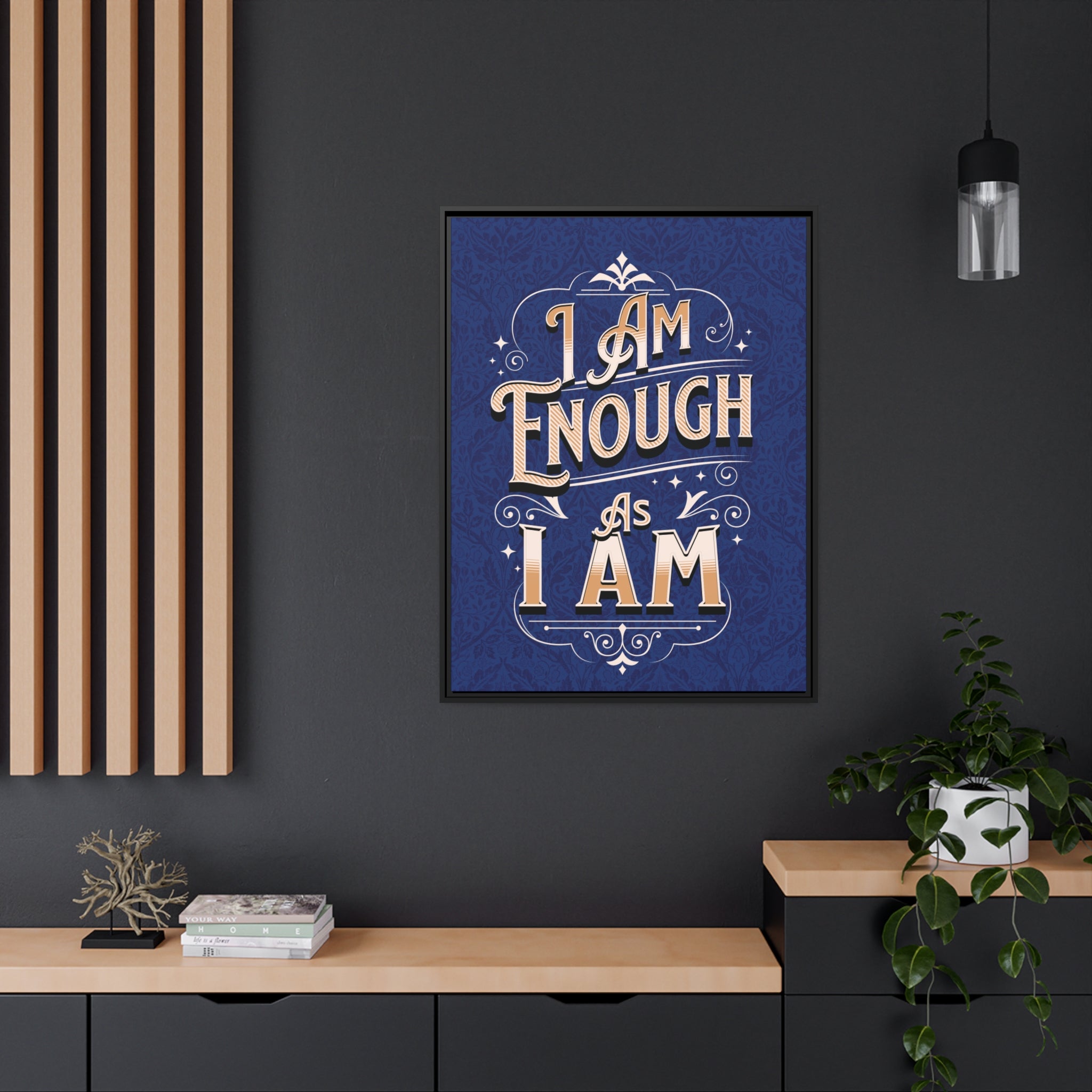 I Am Enough Framed Canvas - Navy