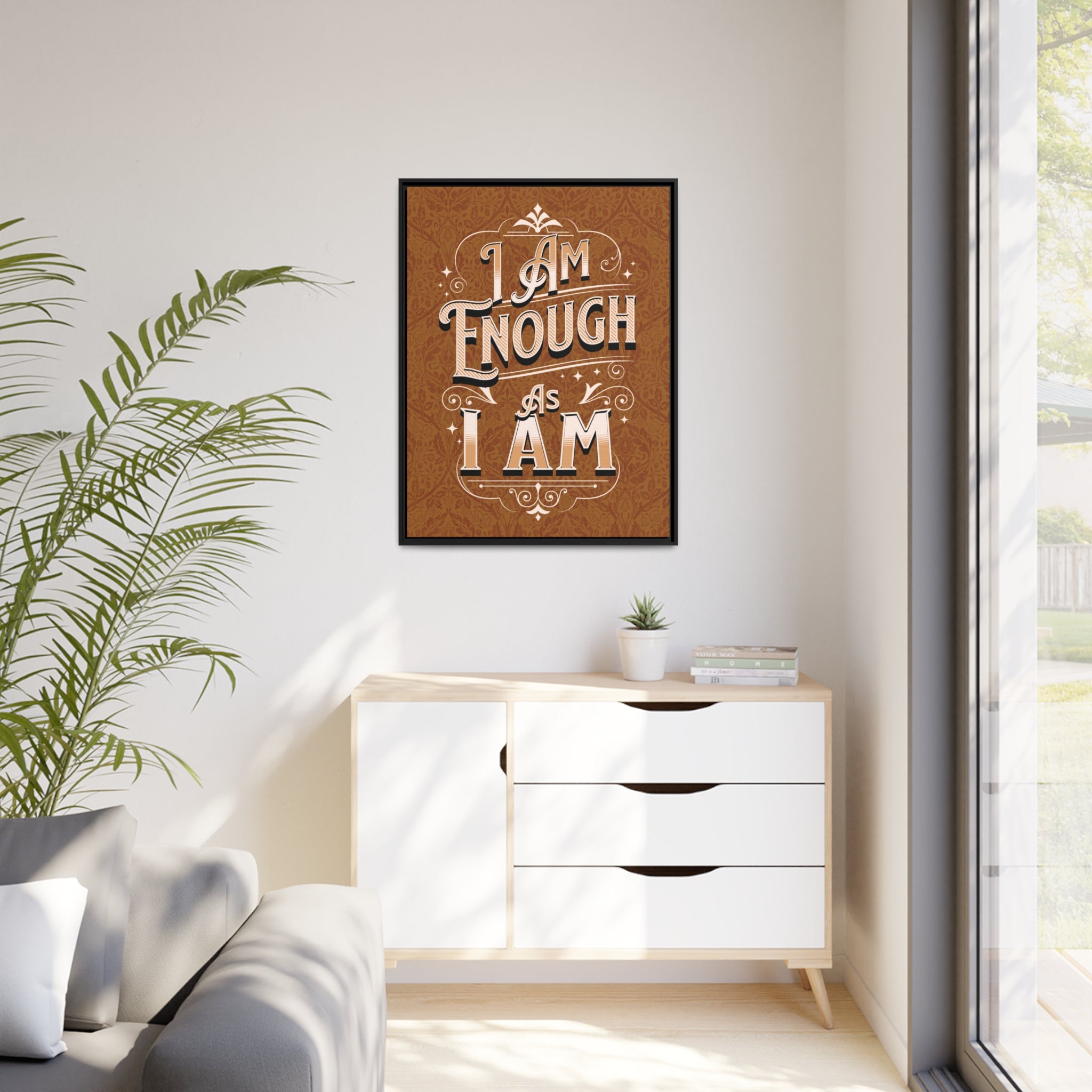 I Am Enough Framed Canvas - Gold