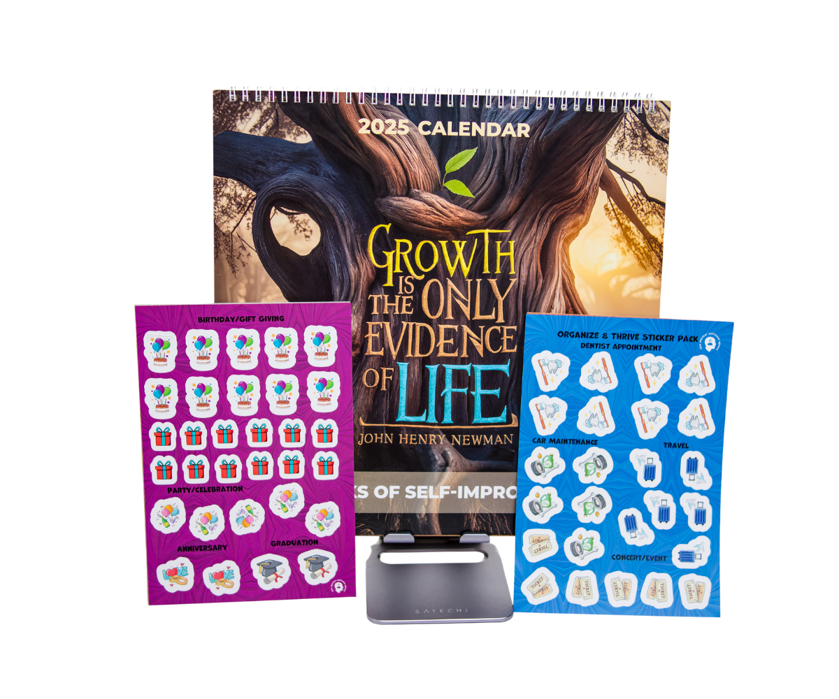 2025 Growth Calendar: 52 Weeks of Positive Change with stickers