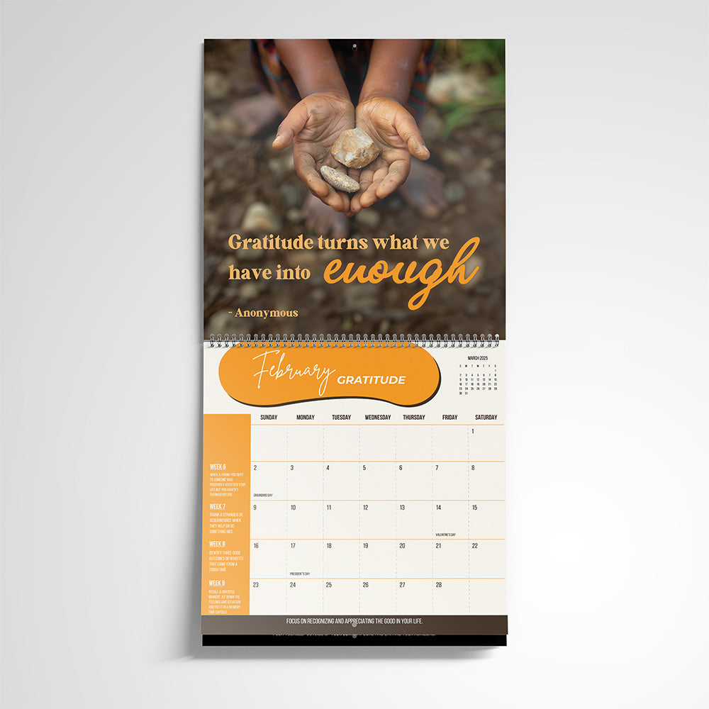 2025 Growth Calendar: 52 Weeks of Positive Change with stickers