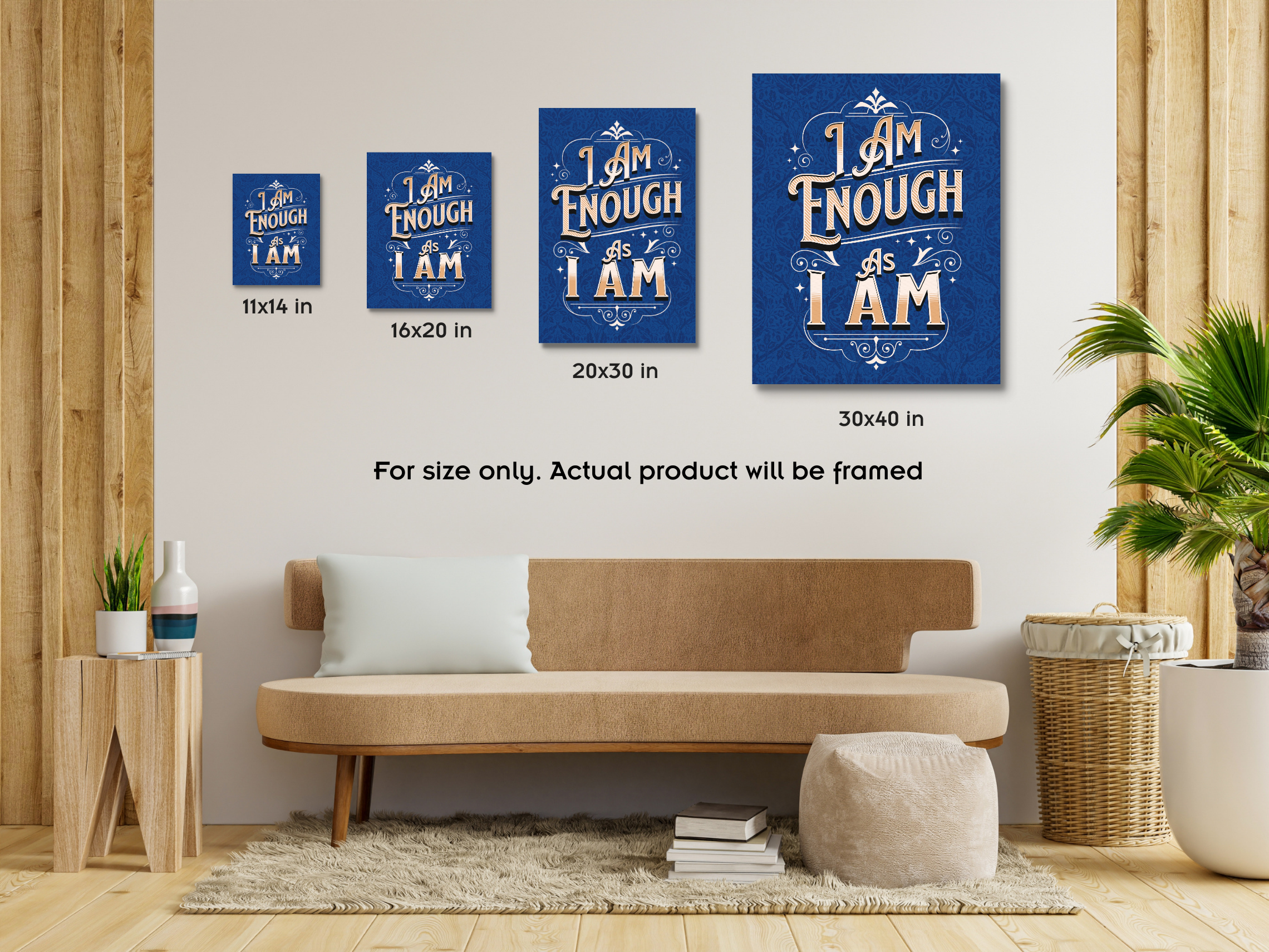 I Am Enough Framed Canvas - Navy