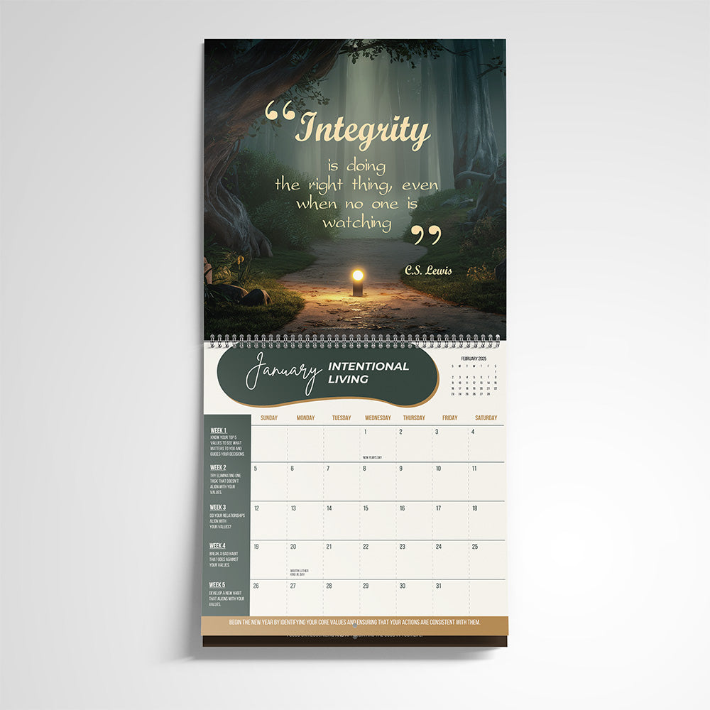 2025 Growth Calendar: 52 Weeks of Positive Change with stickers