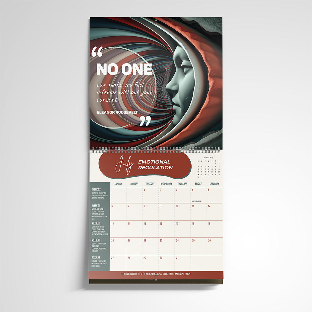 2025 Growth Calendar: 52 Weeks of Positive Change with stickers