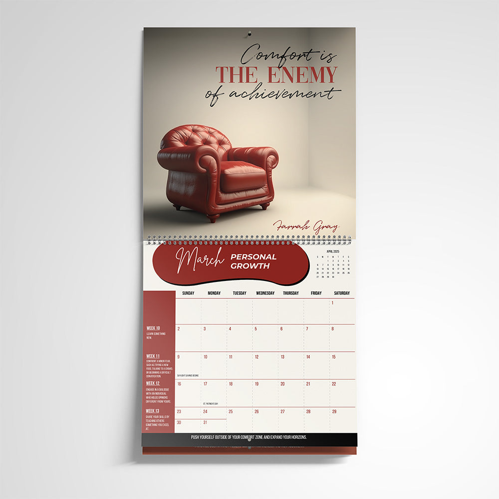 2025 Growth Calendar: 52 Weeks of Positive Change with stickers